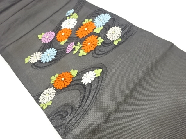 JAPANESE KIMONO / NAGOYA OBI FOR SUMMER / STREAM WATER & KIKU 